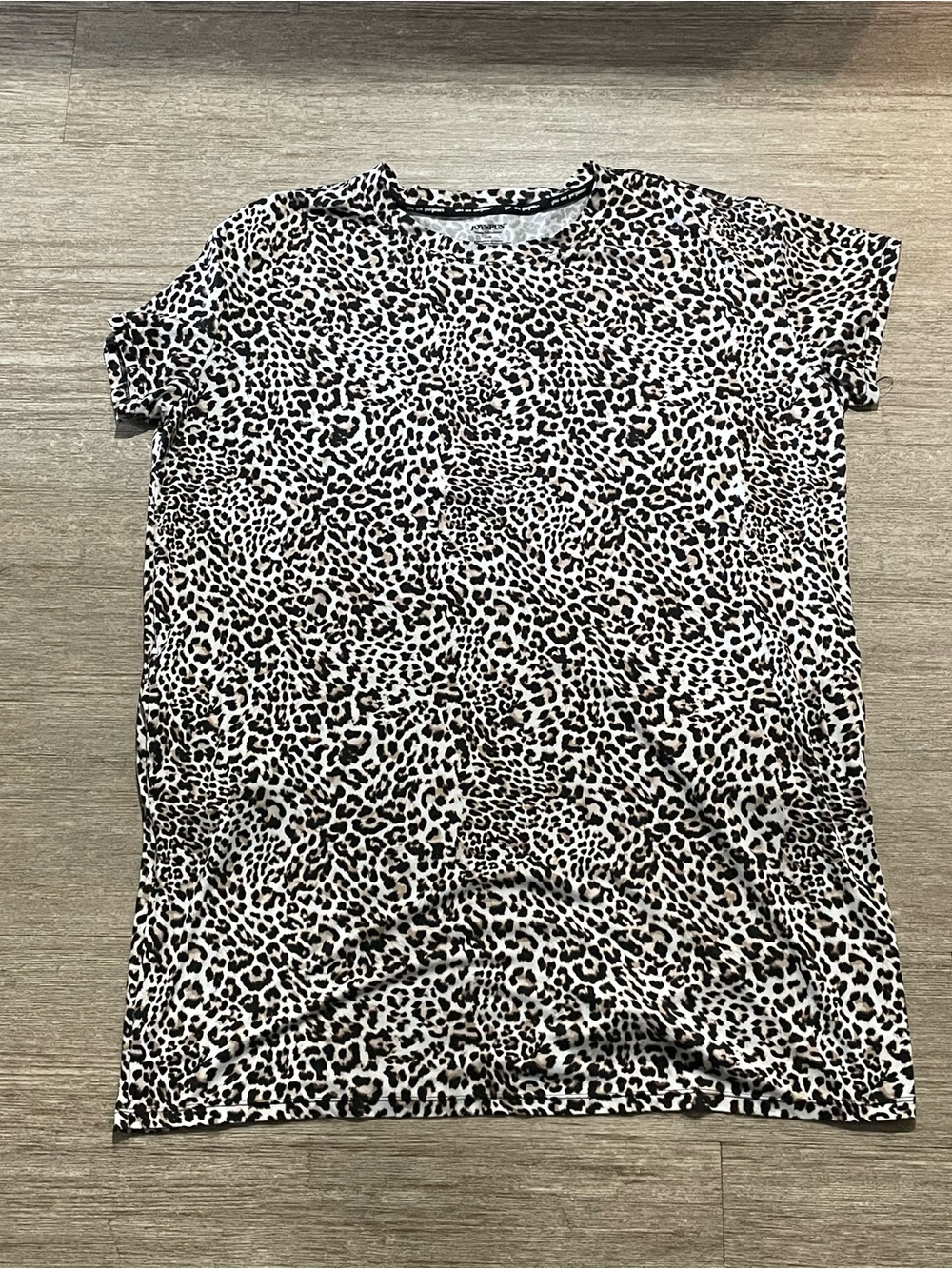 Leopard Print Short Sleeve Sleep Tee - Black and Cream